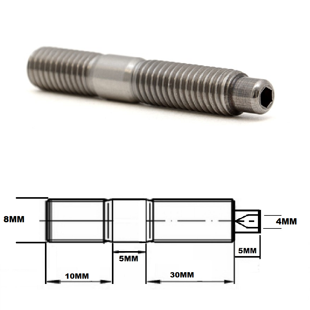 M8X1.25 X 50MM GRADE 5 TITANIUM STUD